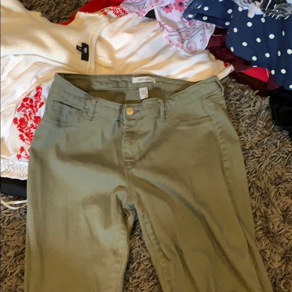 Army green jeggings